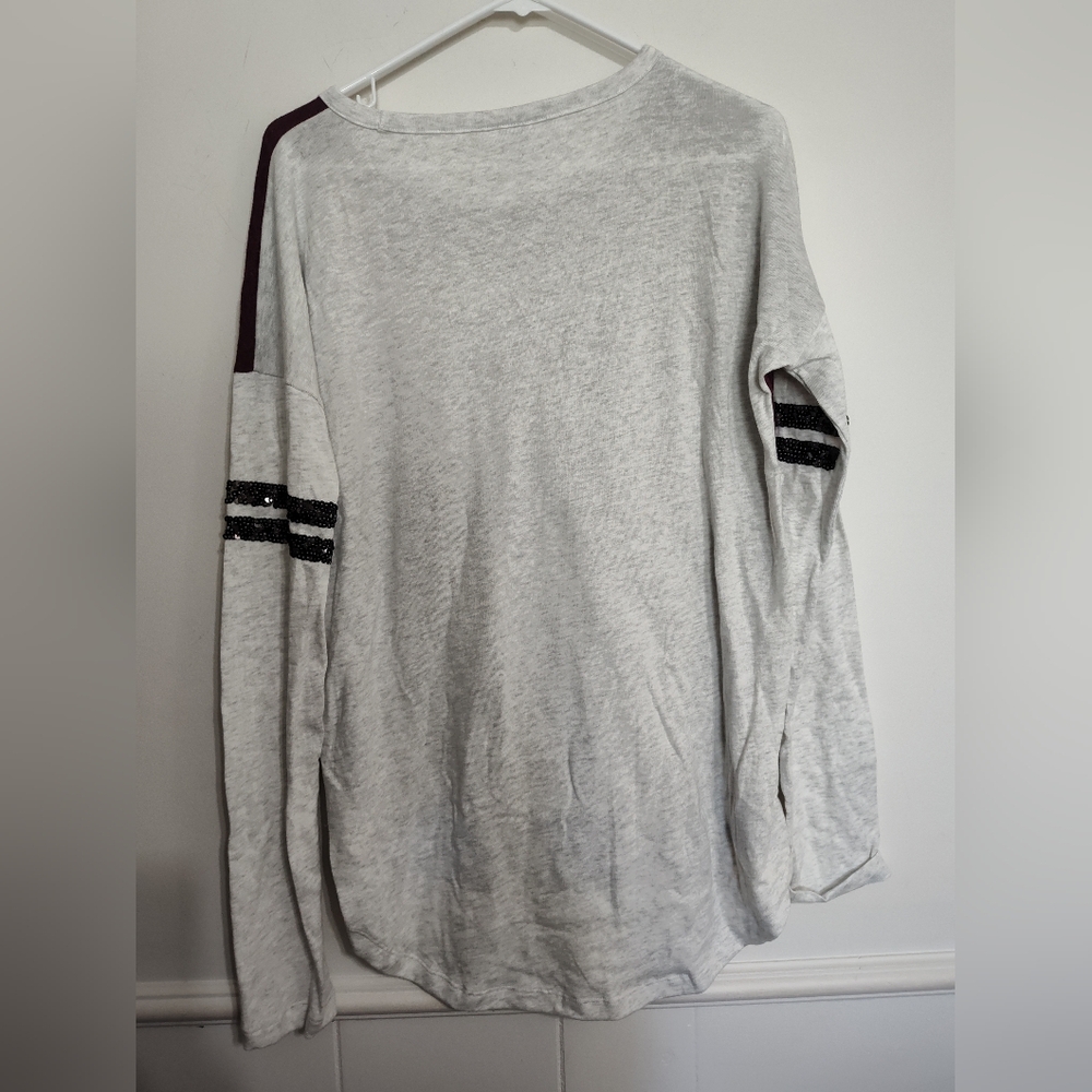PINK VICTORIA'S SECRET Burgundy Grey Black Silver Sequins Top Large - Picture 4 of 4